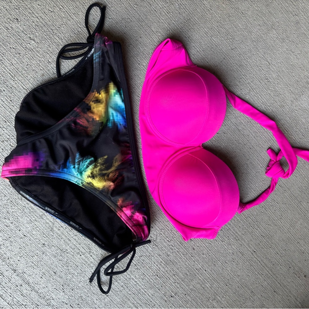 Vibrant Pink and Multicolor Bikini Set